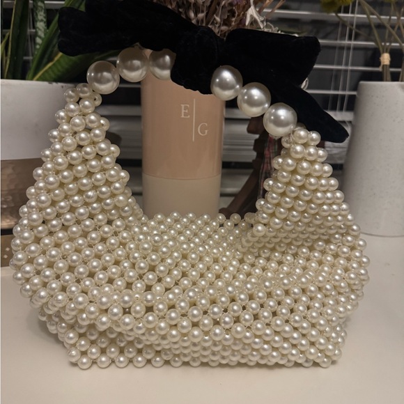 Pearl Beaded Handbag with Black Bow - Picture 2 of 5